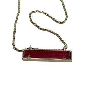 Kendra Scott Necklace Women's Jewelry Gold Pink Rectangle Pendant 10" Dainty